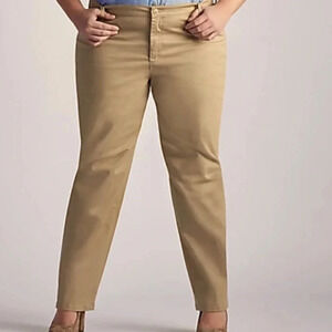 Lee relaxed fit classic 4 pocket style women pants size 16 medium color flax